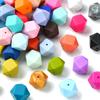 DanLingJewelry 50Pcs 17mm Hexagon Silicone Beads Bulk Colorful Rubber Large Polygonal Silicone Loose Beads for Keychain Lanyards Jewerlry Making