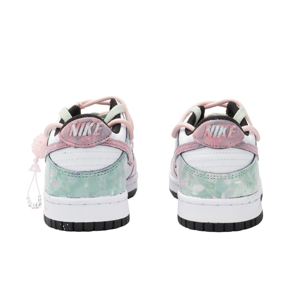Nike Dunk Monster Lab, Spring Feast Slip Resistant Abrasion Resistant Low top Skateboard Shoes Unisex Pink Green CW1590-100(Team445-)