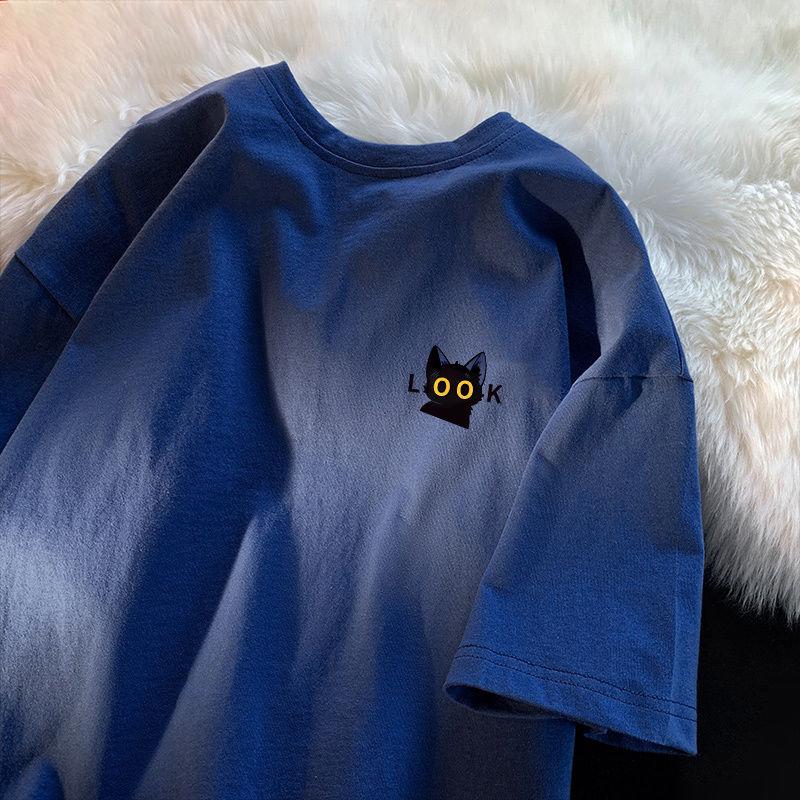 Cotton Short Sleeve T-shirt Women Loose Fashion Medium Sleeve Tops Summer Vintage T-Shirt