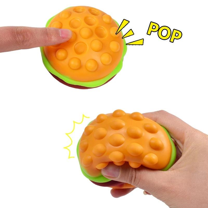 Hamburger Pop Fidget Toys Stress Balls for Kids Autism Sensory Toys Squeeze Toys Stress Relief Decompression Balls Kids Gift
