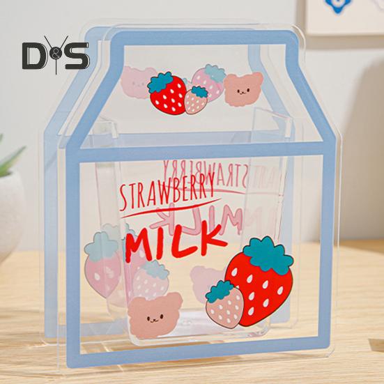 Průhledný akrylový držák na tužky Kreslený tvar mléka/medvěda Stolní úložný box Organizér na štětce na make-up pro domácí kancelář školní potřeby