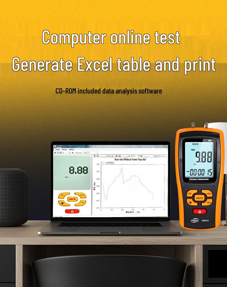 BENETECH Digital Differential Pressure and Vacuum Gauge for Gas and Wind