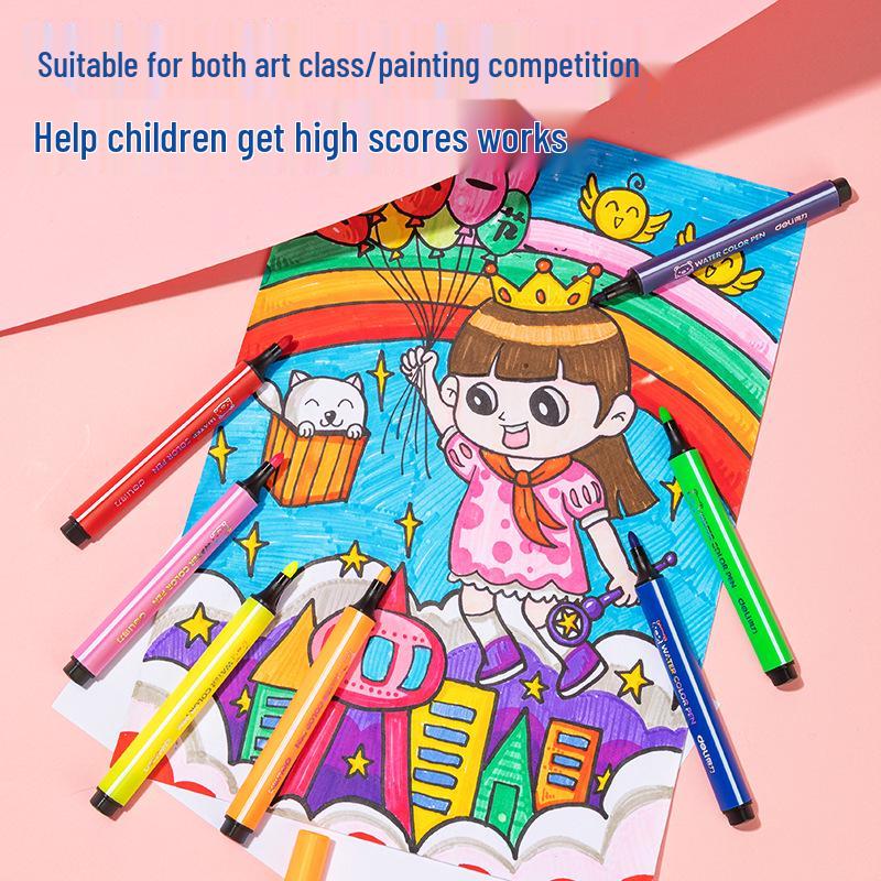 Deli Triangular Washable Watercolor Pencils & Crayons Set for Kids