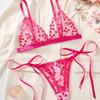 European & American Autumn Love Heart Bowknot Lingerie: Sexy Sheer Embroidered Design
