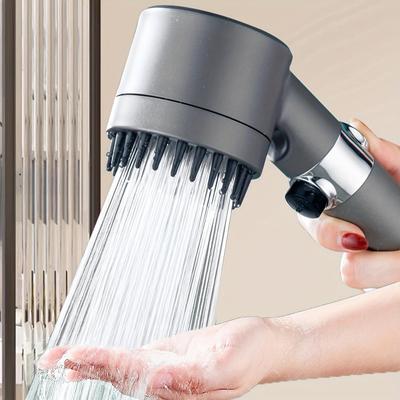 Pressurized Handheld Shower Head, 3 Modes Adjustable Water Output Shower Head, Round Massage Shower Head, Shower Sprinkler, Shower Spray Head,