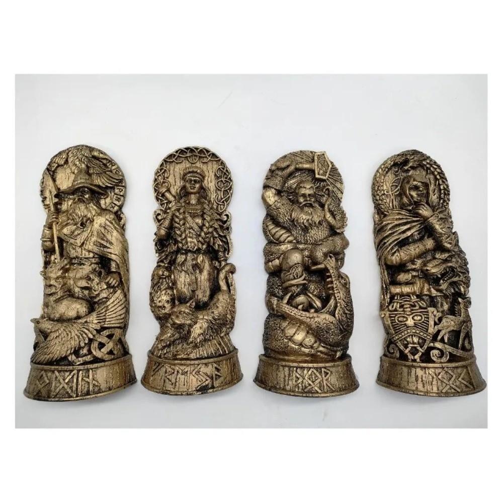 Retro Viking Gods Ornaments Carving Freya Statue Nordic Gods Sculpture Gift for Mythology Lovers