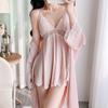 Sexy pajamas women's ice silk thin with chest pad lace suspender nightdress pure desire silk 1011 new loungewear
