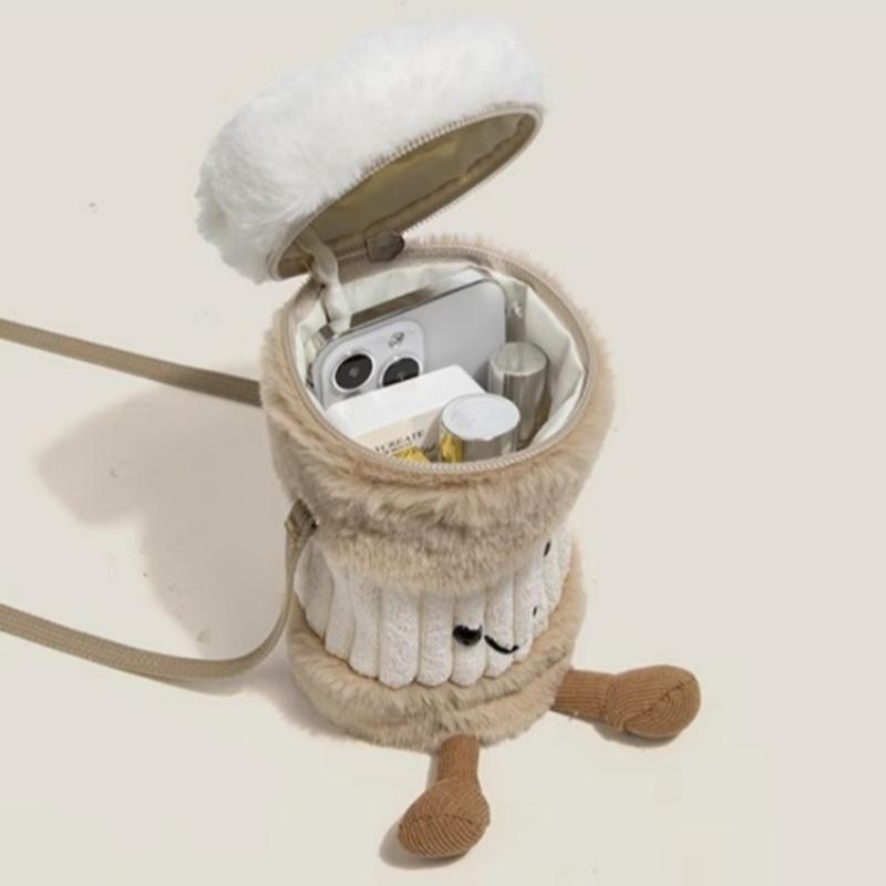 Cute Coffee Cup Shoulder Bag Kawaii Cartoon Girl Crossbody Messenger Funny Cup Coffee Mug Pocket Bag Storage Wallet Women Purses