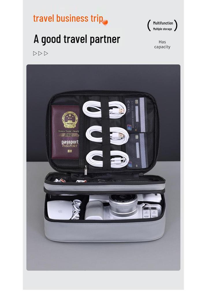 Double-layer Electronics Storage Bag for Cables, Chargers, Earphones, USB Drives, Mouse, Hard Drives, and Power Banks