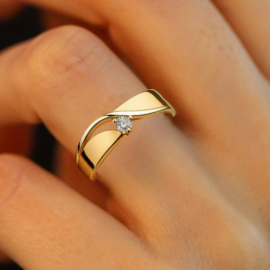 2026 Frühling Neuer Geometrischer Kurvenform Ring für Damen, Funkelnder Hohlgeschnittener Vergoldeter Fingerring, Trendiger Stil Statement Schmuck Geschenk