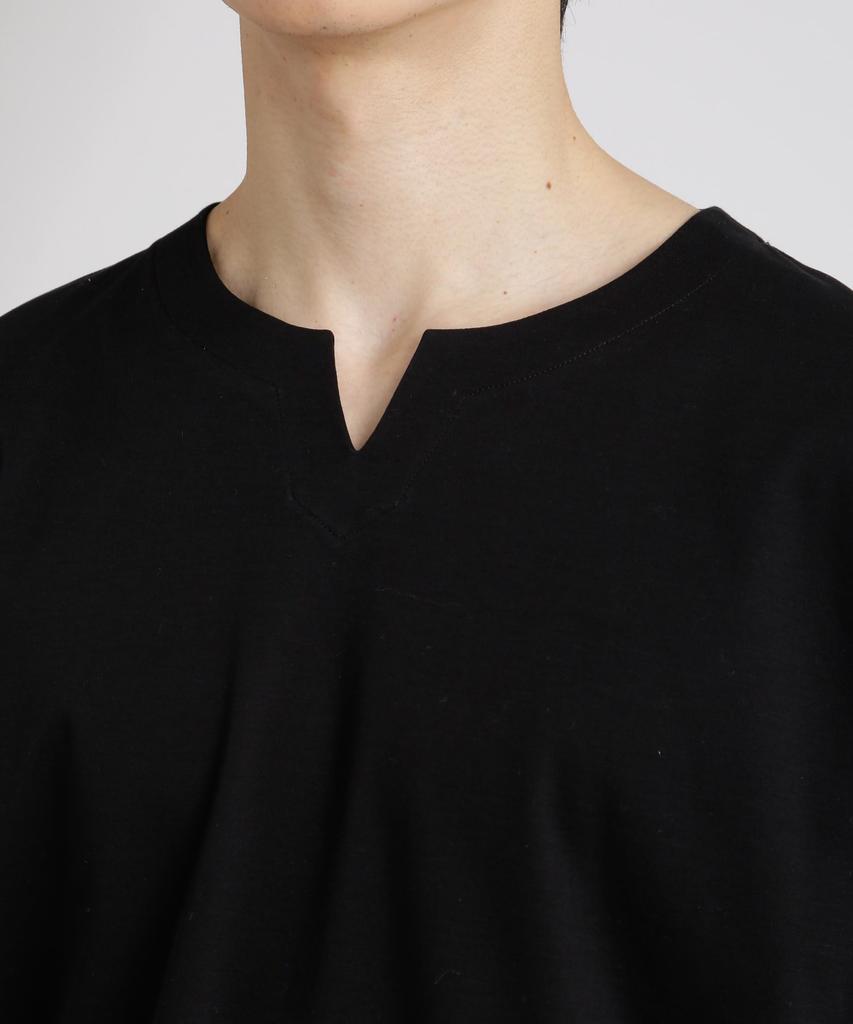 Nano Universe 50/-Sercerisiertes Glattes Key-Neck-T-Shirt, Herren, Größe L (110), Blau, 672-5124208