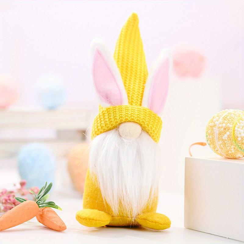 

Easter Rabbit Ears Knitted Pointed Hat Dwarf Doll Cute Dwarf Doll Decoration Home Decoration Products Easter Decoration Children жёлтый