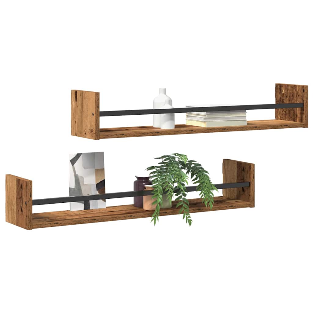 Wandregal Wandmontiert 2 Stück Altholzoptik 80 x 16 x 14 cm