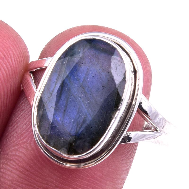 

Natural Labradorite Gemstone Handmade 925 Solid Sterling Silver Ring S.9.5 y1y45