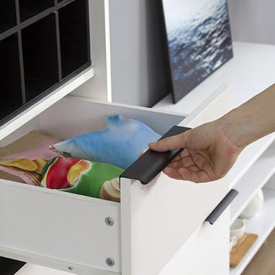 Hidden Drawer Handle Curved Design High Strength Ergonomic Aluminium Alloy Black Concealed Finger Edge Pull Handle with Screws for Kitchen Cabinet