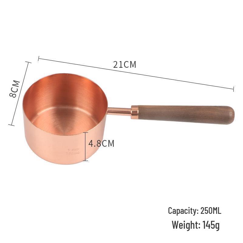 Rose Gold & Wood Handle Stainless Steel Measuring Spoons & Cups Set - 8 Pieces
