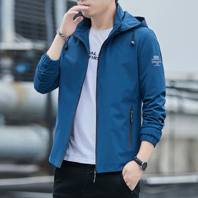 Autumn New Slim Jacket Korean Style Men's Trendy Casual Hooded Spring and Autumn Versatile Thin Men's Jacket