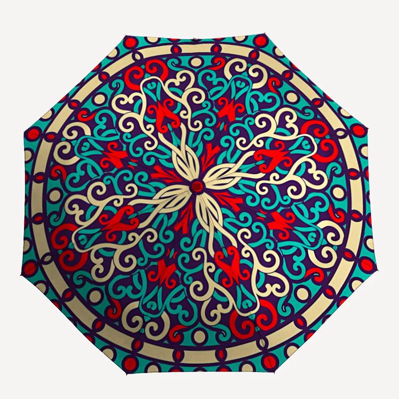 1pc Ornamental Circular Pattern Automatic Umbrella - Automatic Opening And Closing, Sturdy Iron Frame, Formal Occasions yy251018168