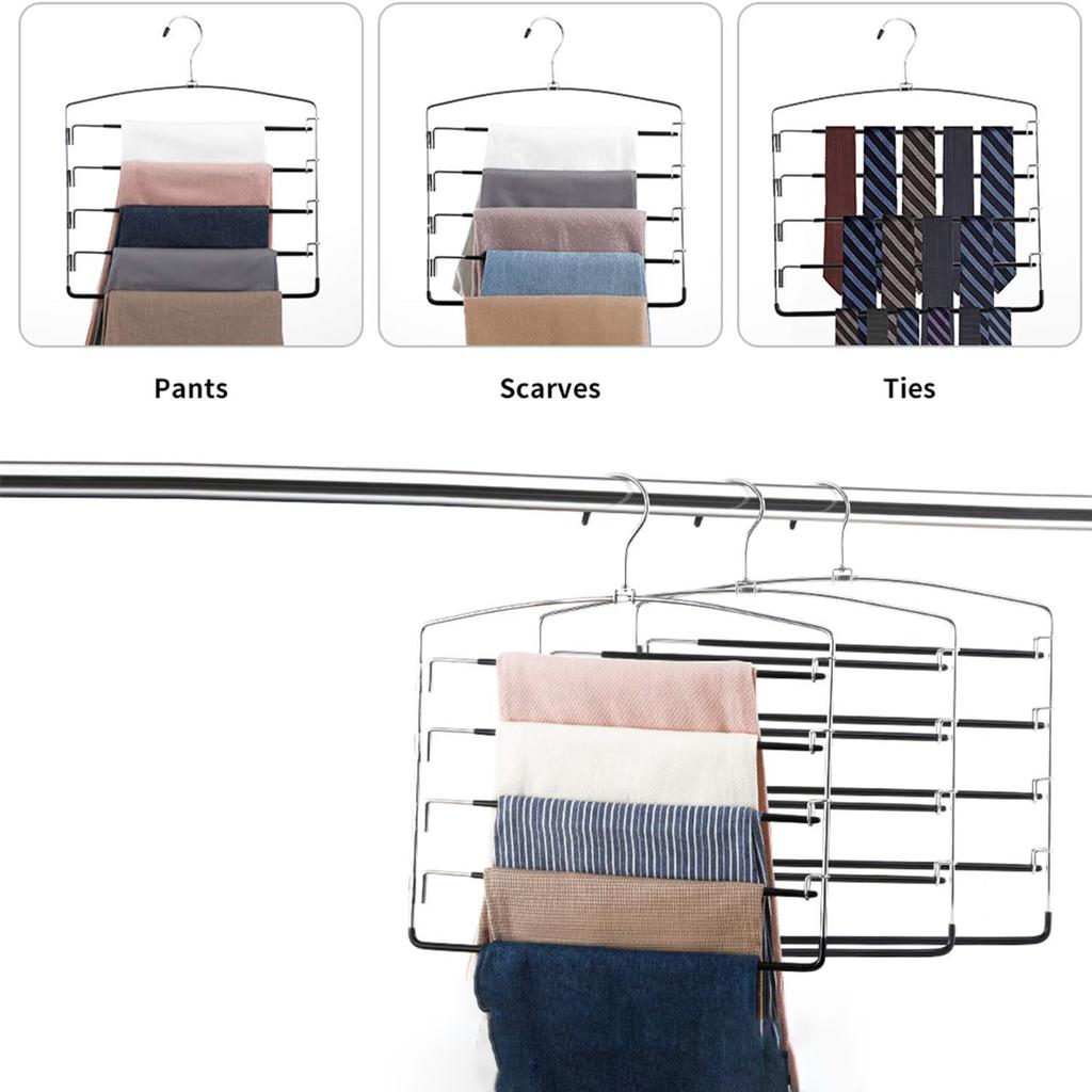 1 Piece Set - Pants Tie Scarf Hanger Non-Slip, Space Saving, Stainless Steel Multi-Layer Swing Arm, Wardrobe Storage Jeans Pants