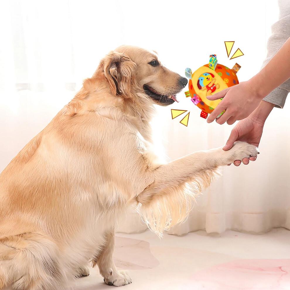 Dog Soccer Balls with Bell, Outdoor Interactive Toys for Tug of War, Puppy Birthday Gifts, Water Toys, Durable Rope & Squeaky Ball for Small/Medium