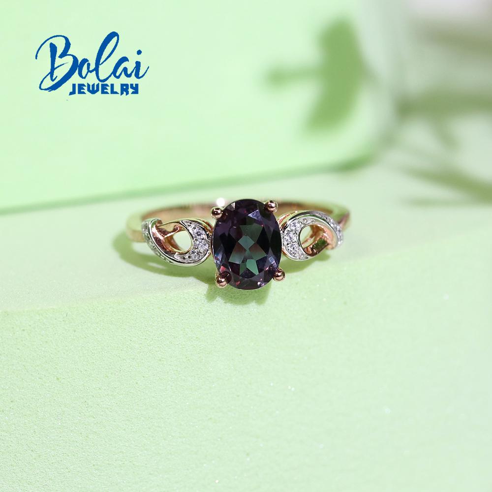 Anel simples de prata esterlina 925 com mudança de cor criada por Alexander sob luz diferente, joias finas para mulheres