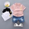 Summer Boys Giraffe Printed Shirt Shorts 2pcs Clothing Set Cartoon Cotton Suit