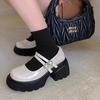 Women's Autumn New Style High Heel Boots with One-Piece Strap Cute Student Mary Jane Shoes Comfortable Polyester Material  Mujer