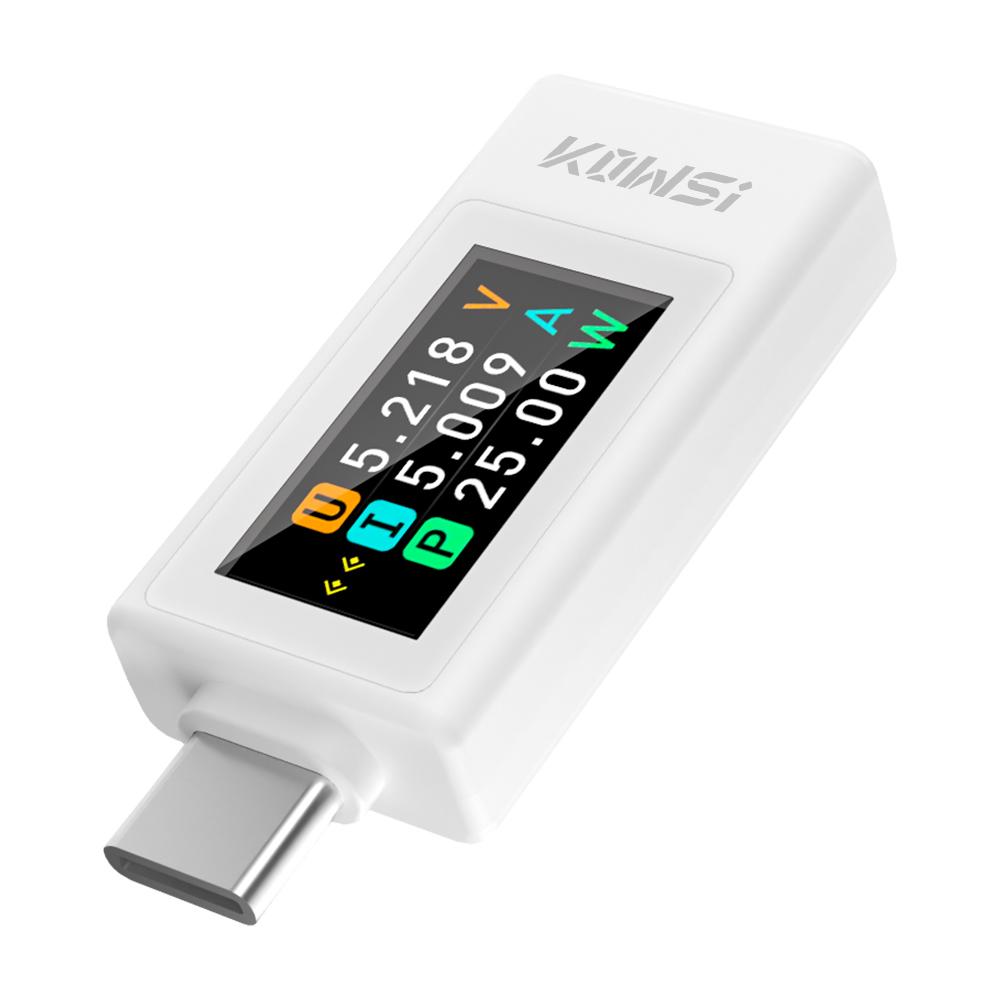 

0-12A 4-30V Type-c Voltage Tester Digital Voltmeter Current Voltage Monitor HD IPS Display Charger Capacity Tester білий