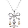 Empress Cixi Planet Pendant & Christmas Bell Bow Brooch Necklace: Luxury Women's Fashion Clavicle Chain