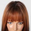 ALAN EATON Light To Dark Brown Layered Wig Long Straight Synthetic Wig Ombre Brown Wig with Bangs for Women for Daily Party Hair