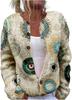 Round Neck Printed Cardigan Sweater HS11-921