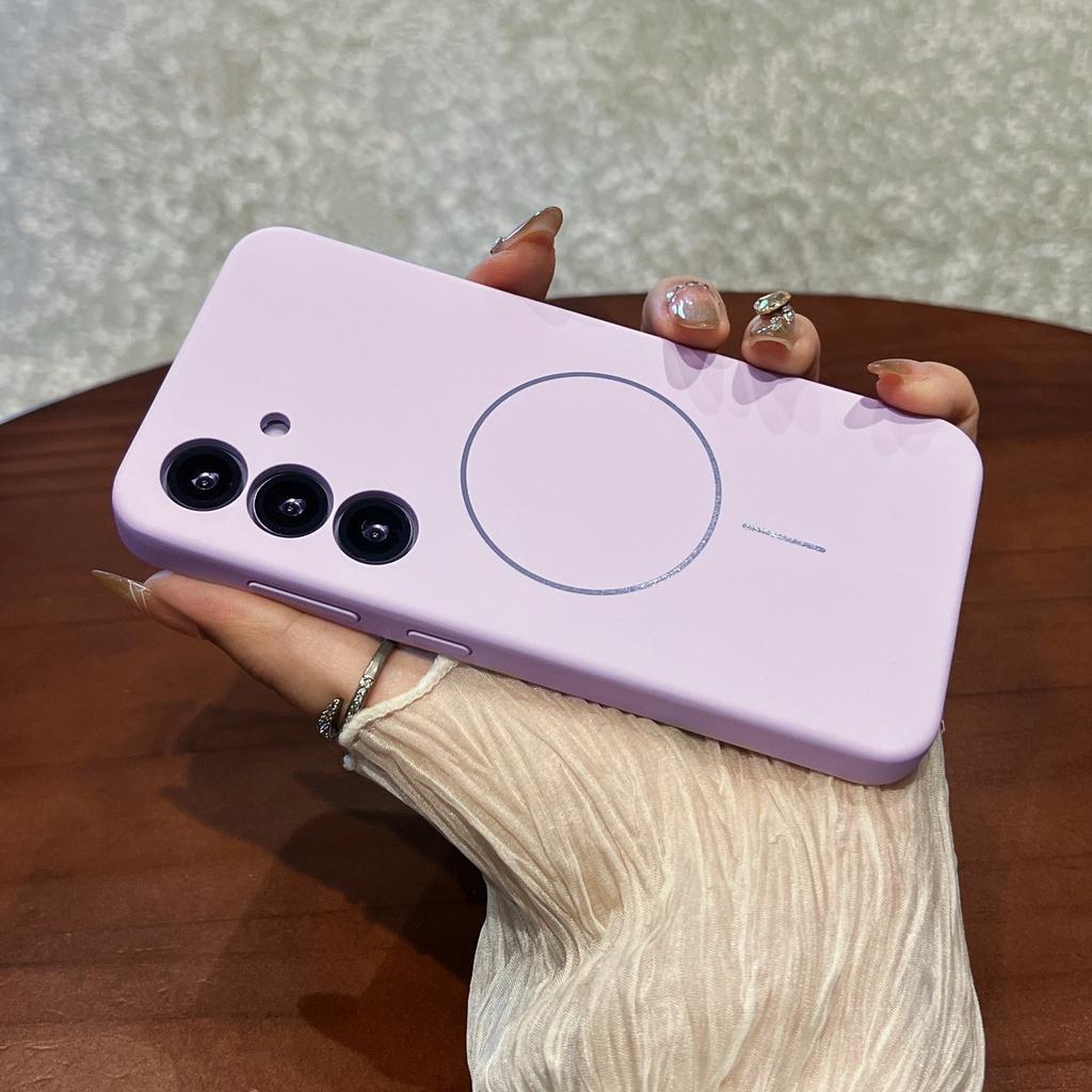 Geeignet für Samsung S25 Magnetische Saug Handyhülle Flüssiges Silikon S25ultra Objektiv Vollabdeckung Anti-Fall Schutzhülle für Männer und Frauen