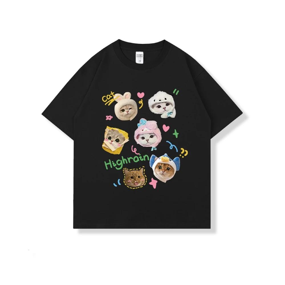 Kittens Avatar Blouse Women's T-shirt Female Y2k Clothes Girls Kawaii Tops House Pet Print Streetwear Cute Cat Graphic Clothing