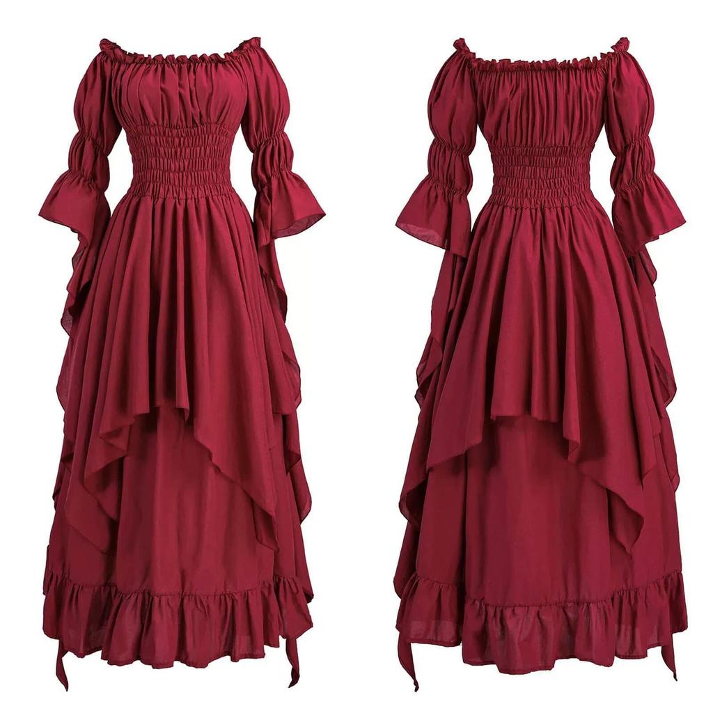 Qichenk Women's Medieval Princess Dress, Western-style, Club Dress, Lace, Stage Costume, Royal Outfit, Princess Line Dress, Luxurious Dress, Perfect F