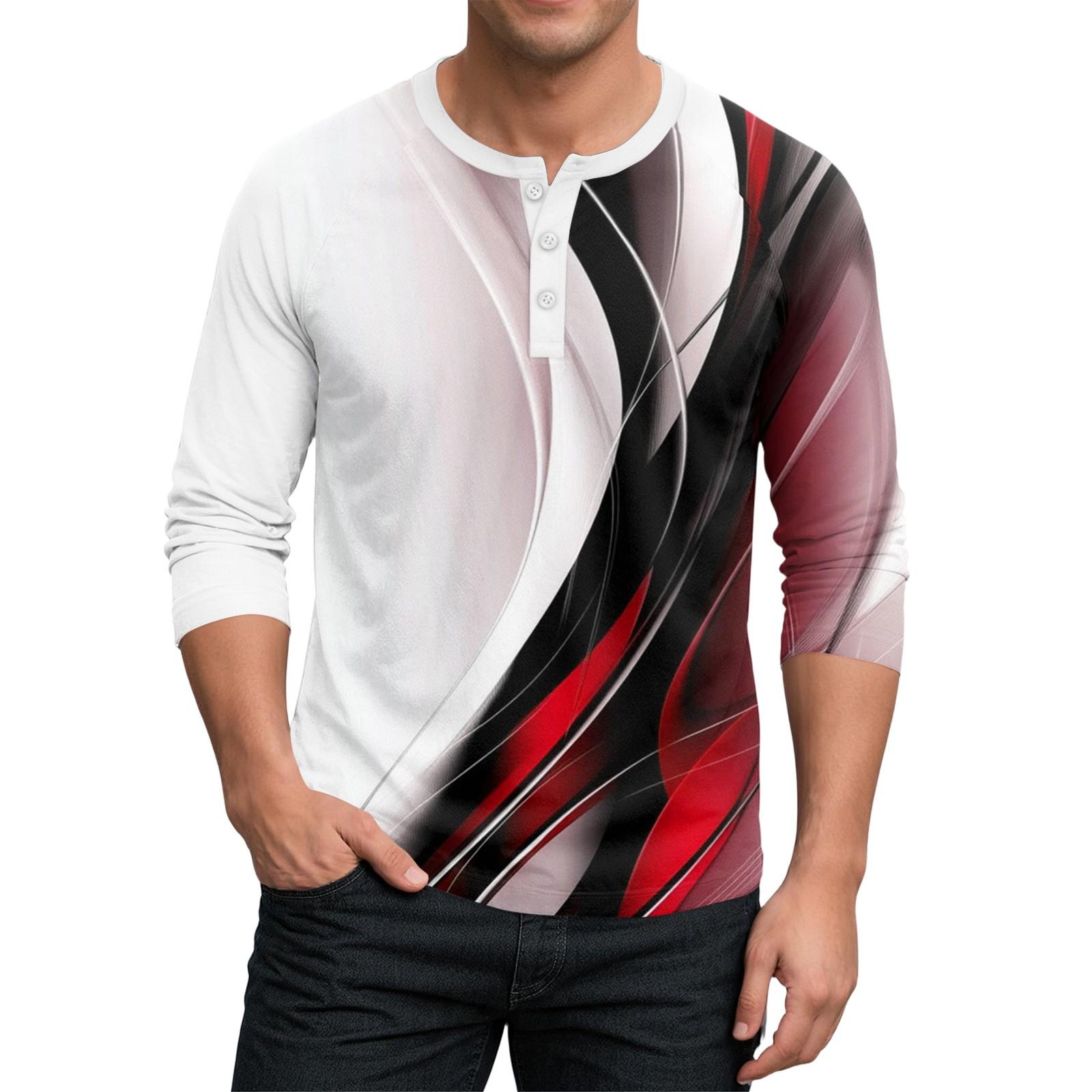 

Мужской контрастный топ реглан на пуговицах с рукавом 3/4 XXL красный