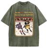 Fashion Ice Hockey Print T-shirt Summer Men's Holiday Short Sleeve Washed Acid Tees Casual Loose Button Down Clothings