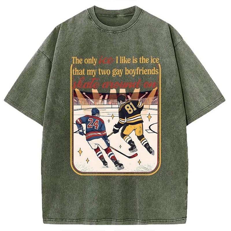 

Fashion Ice Hockey Print T-shirt Summer Men s Holiday Short Sleeve Washed Acid Tees Casual Loose Button Down Clothings S