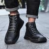 Men's Leather Boots Fashionable Hand-Stitched Boots Flat Boots Lace-Up Casual Shoes