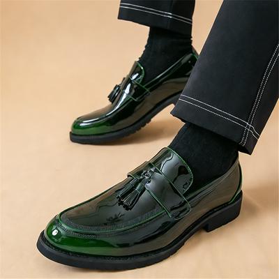 Luxury Designer New Glossy Tassels Patent Leather Casual Business Shoes For Men Slip On Loafter Formal Wedding Dress Homecoming