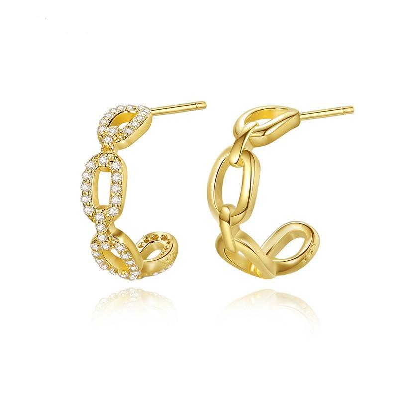 BELLA BOX S925 Sterling Silver Needle, Pig Nose, Chain Ear Studs, Rose Gold Ear Rings, Ins Style, Trendy And Light Luxury Girl