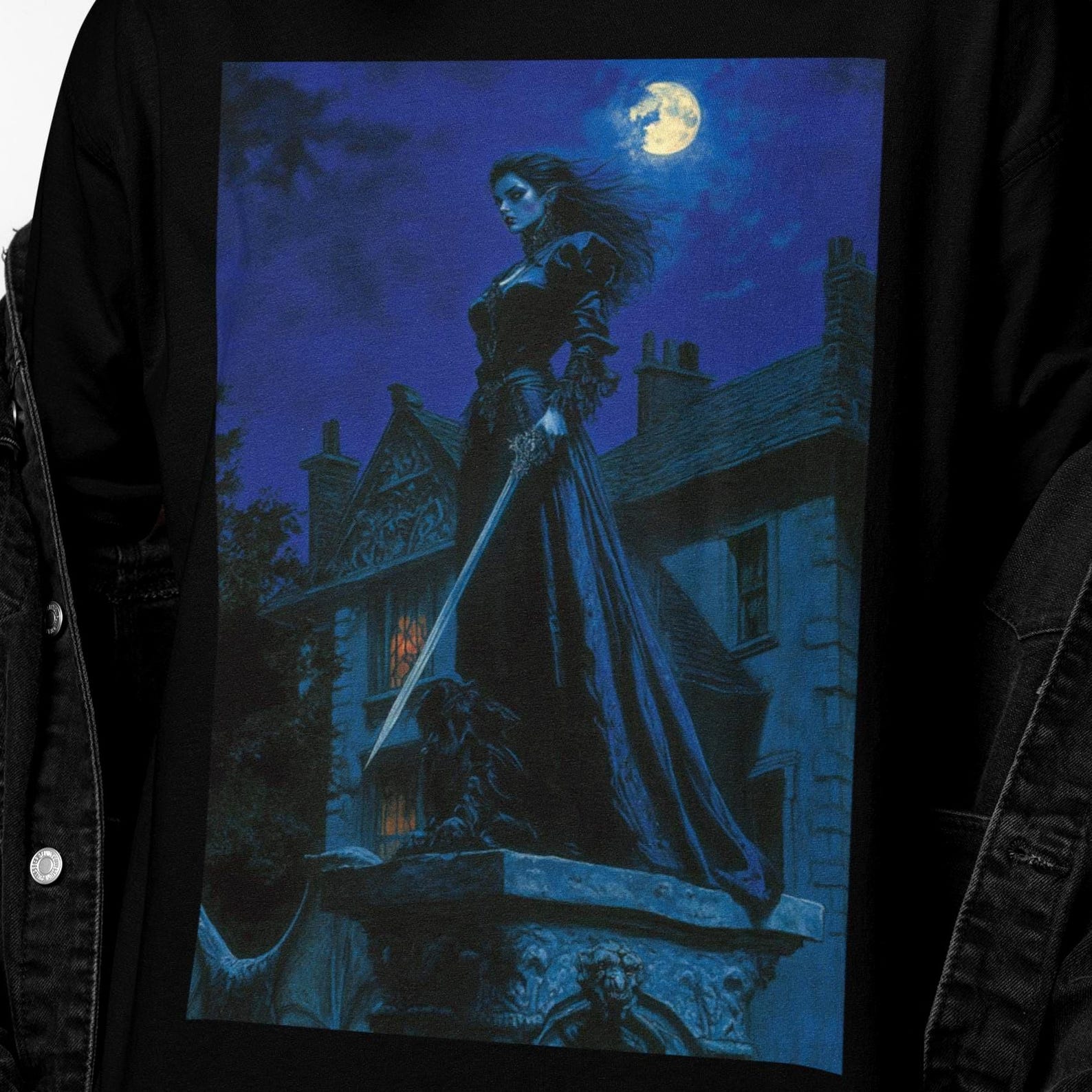 Gothic Vamprie Woman Shirt | Dark Goth Dracula Lady T Shirt | Devil Female Gothic Night Tee 3XL
