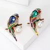 Rhinestone Parrot Brooches for Women Unisex Animal Pin Bird Lapel Pins Event Funny Luxury Gifts New Year Friends Decoration
