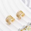 Fashion Layered C Shape Ear Clip Earrings Woman Cartilage Fake Piercings Ear Cuff Zircon Geometric Jewelry Gold Silver Color