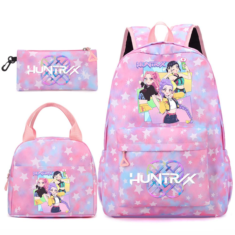 Set 3 piese/set Anime Desene animate Kpop Imprimate Rucsac Geantă de mână Etui pentru creioane pentru Adolescent Student Fată Băiat Ghiozdan Copil Ghiozdan Capacitate Mare Geantă de călătorie Cadou