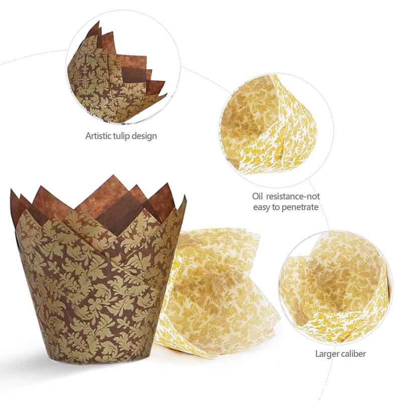Tulip Cupcake Wrapping Paper Bake Resistant Oil Resistant Bread Paper Holder Leaf Paper Cup Golden Leaf Goblet Of Fire