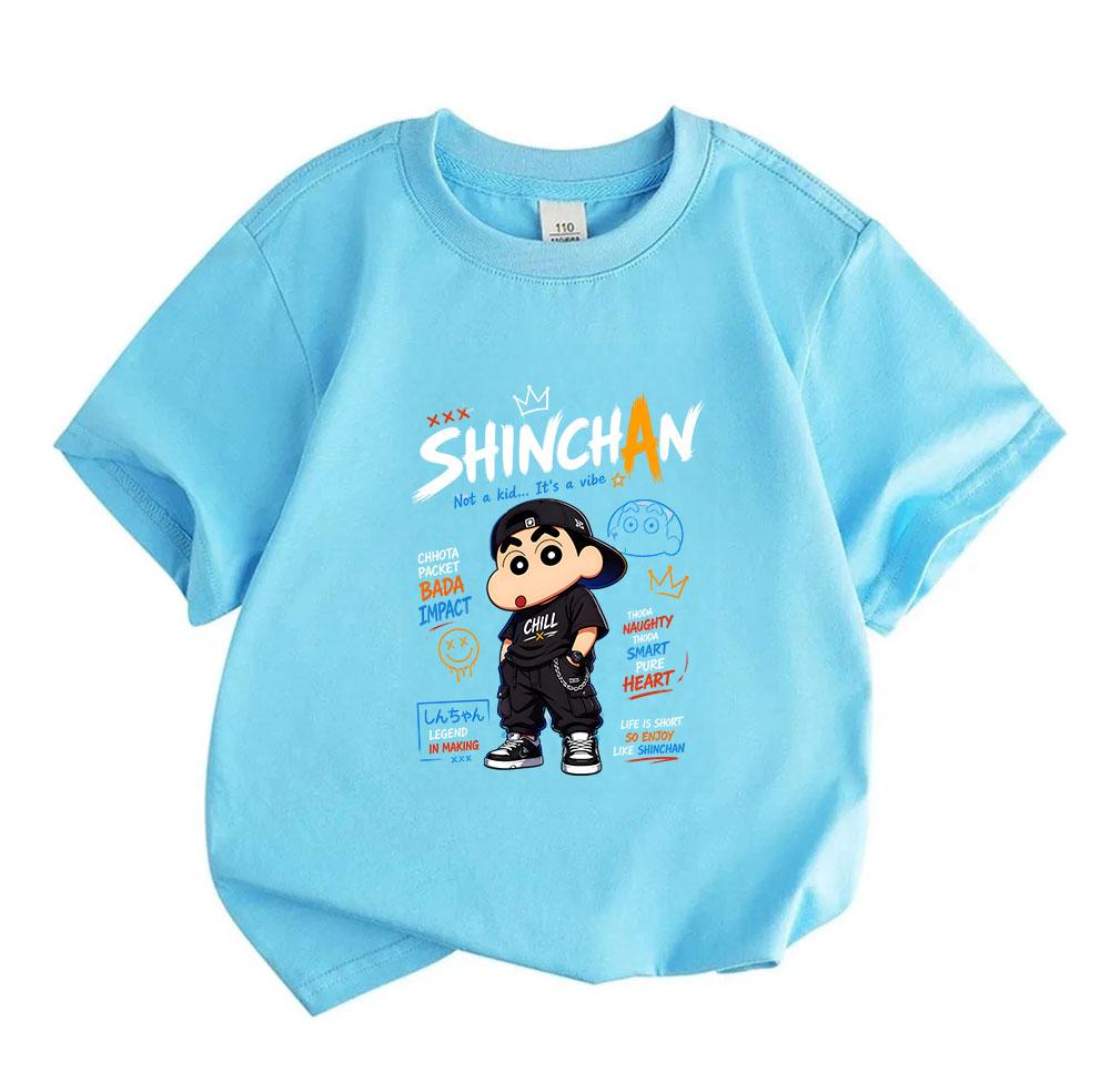 Kids Boys Girls 100% Cotton Crew Neck Short Sleeve T-Shirt, Cute Street Hip Hop Cartoon Print Casual Breathable Soft Tee for Daily Wear, Outing and Sc