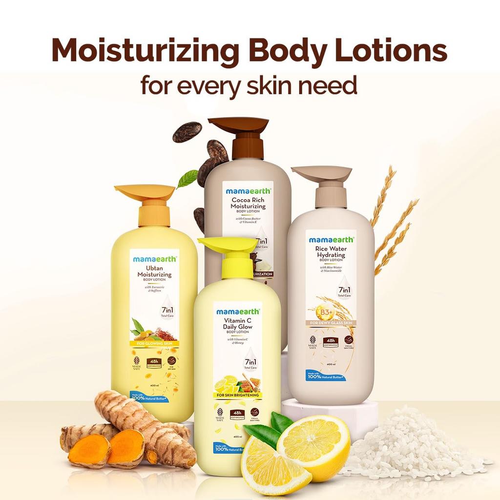 Mamaearth Vitamin C Daily Glow Body Lotion 400ml Pack of 1 For Skin Brightening & Deep Hydration