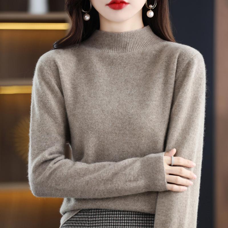 Autumn Winter Women Knitted Turtleneck Sweater Casual Loose Bottomed Knit Sweater