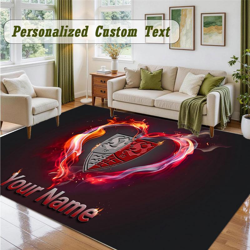 Crystal Velvet Square Rug Custom NameVfB Stuttgart FC Pattern Non Slip Home Floor Decor Rug