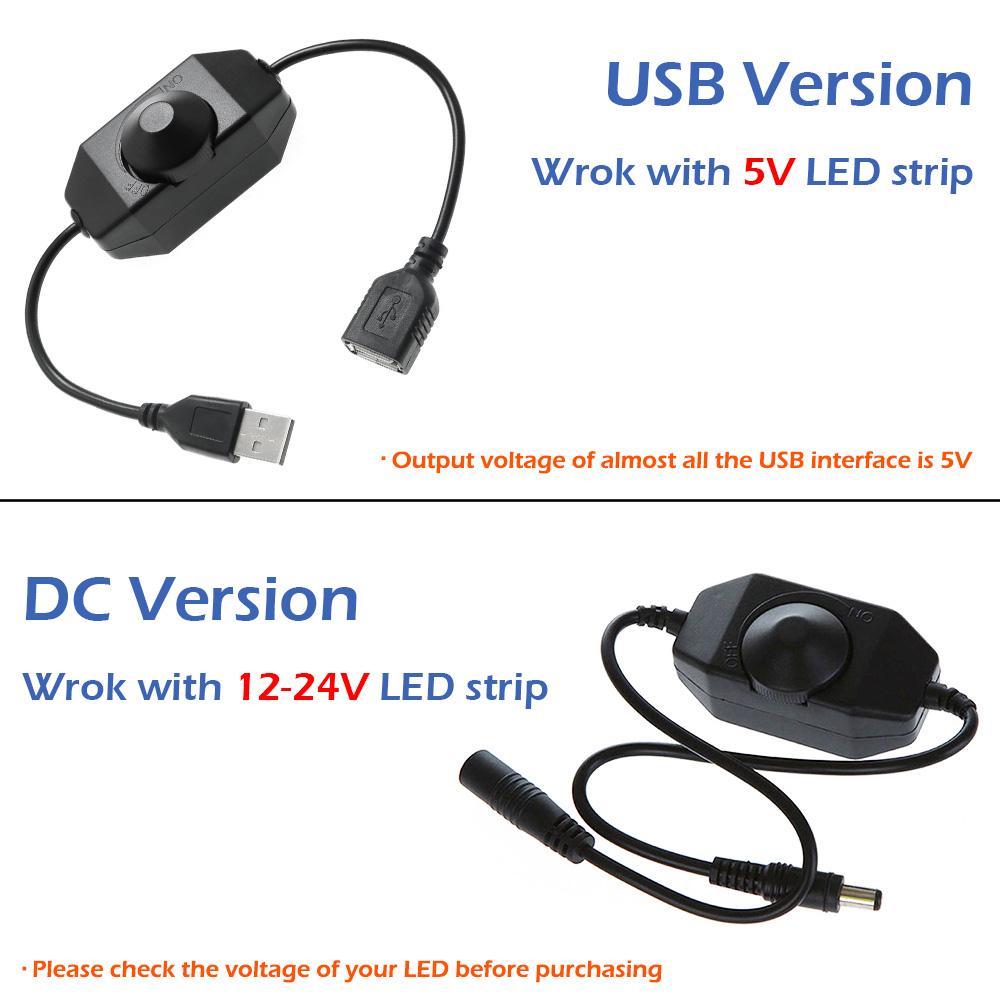 LED Knob Touch Switch Dimmer DC12-24V USB 5V Brightness Adjust Controller for 5050 3528 COB LED Strip Light Tape Ribbon Lights